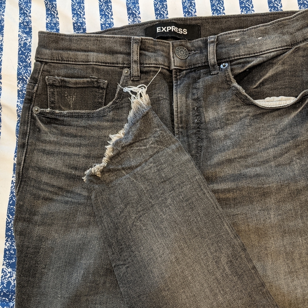 Express high-waisted raw hem jeans